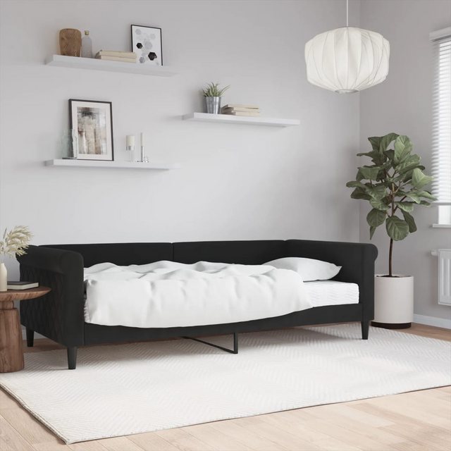 vidaXL Gästebett Gästebett Tagesbett mit Matratze Schwarz 90x200 cm Samt Be günstig online kaufen