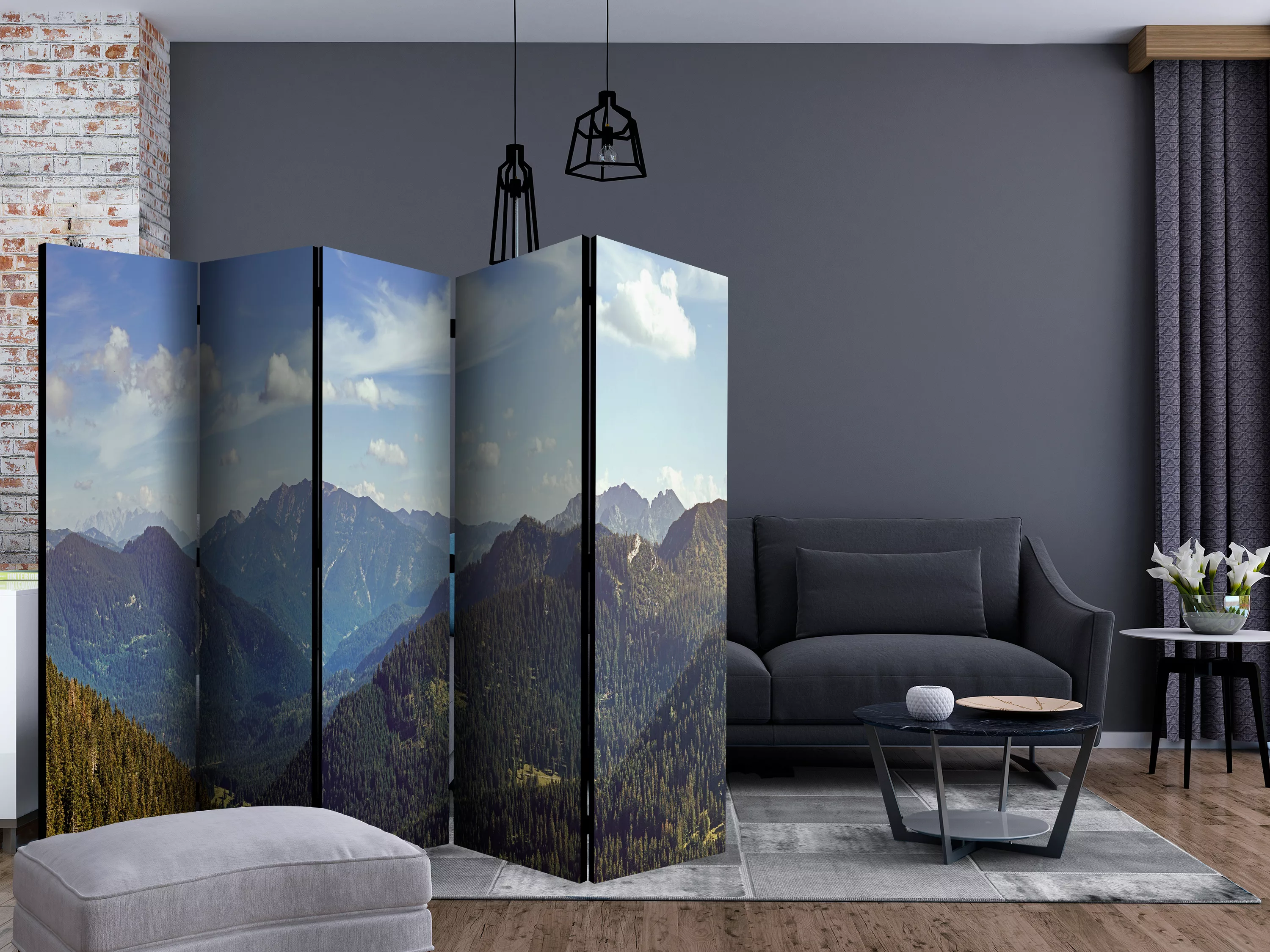 5-teiliges Paravent - Mountains’ Magic Ii [room Dividers] günstig online kaufen