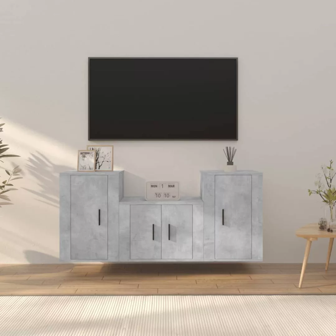 Vidaxl 3-tlg. Tv-schrank-set Betongrau Holzwerkstoff günstig online kaufen