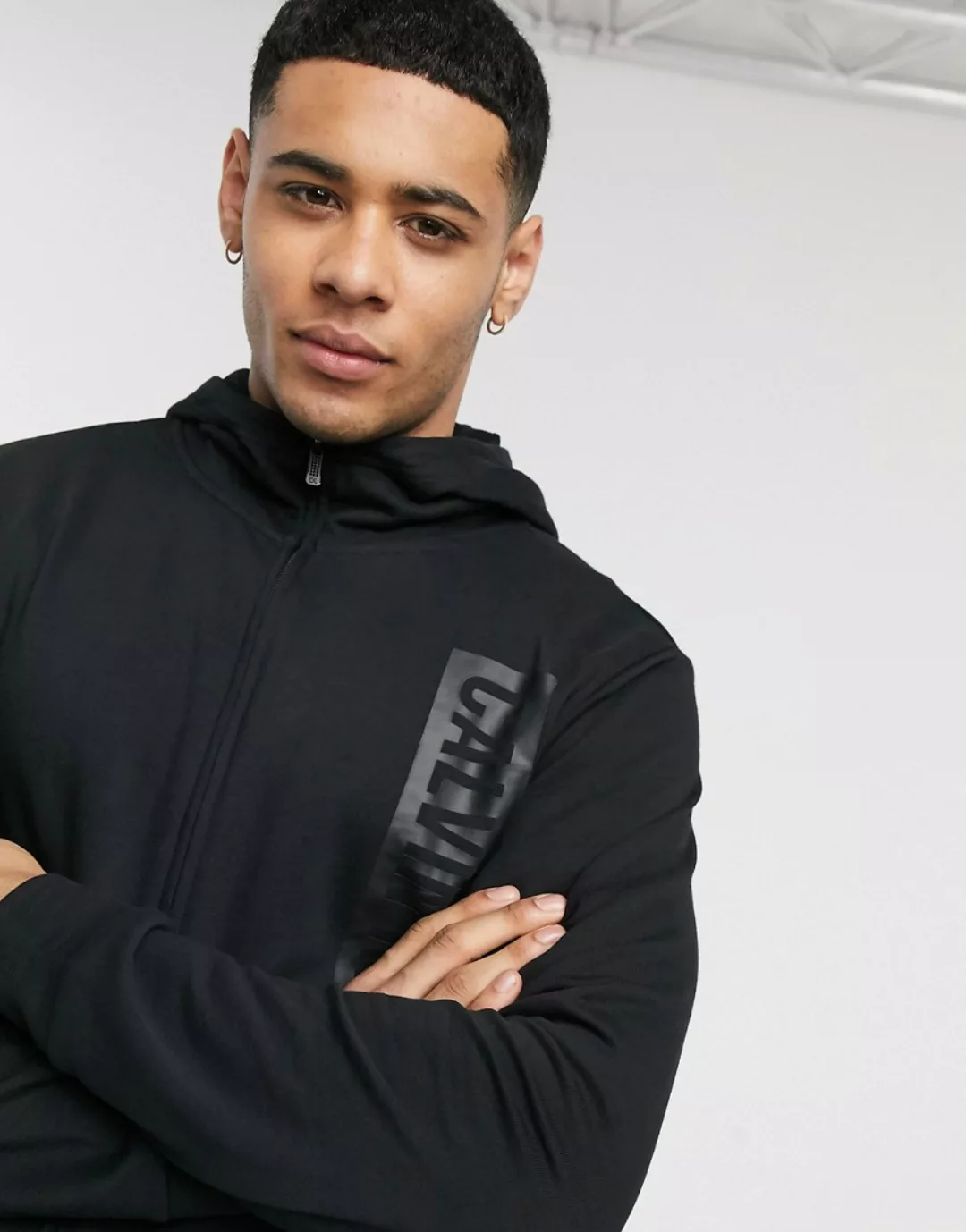 Calvin Klein – Sport FZ – Sweatshirt mit Kapuze-Schwarz günstig online kaufen