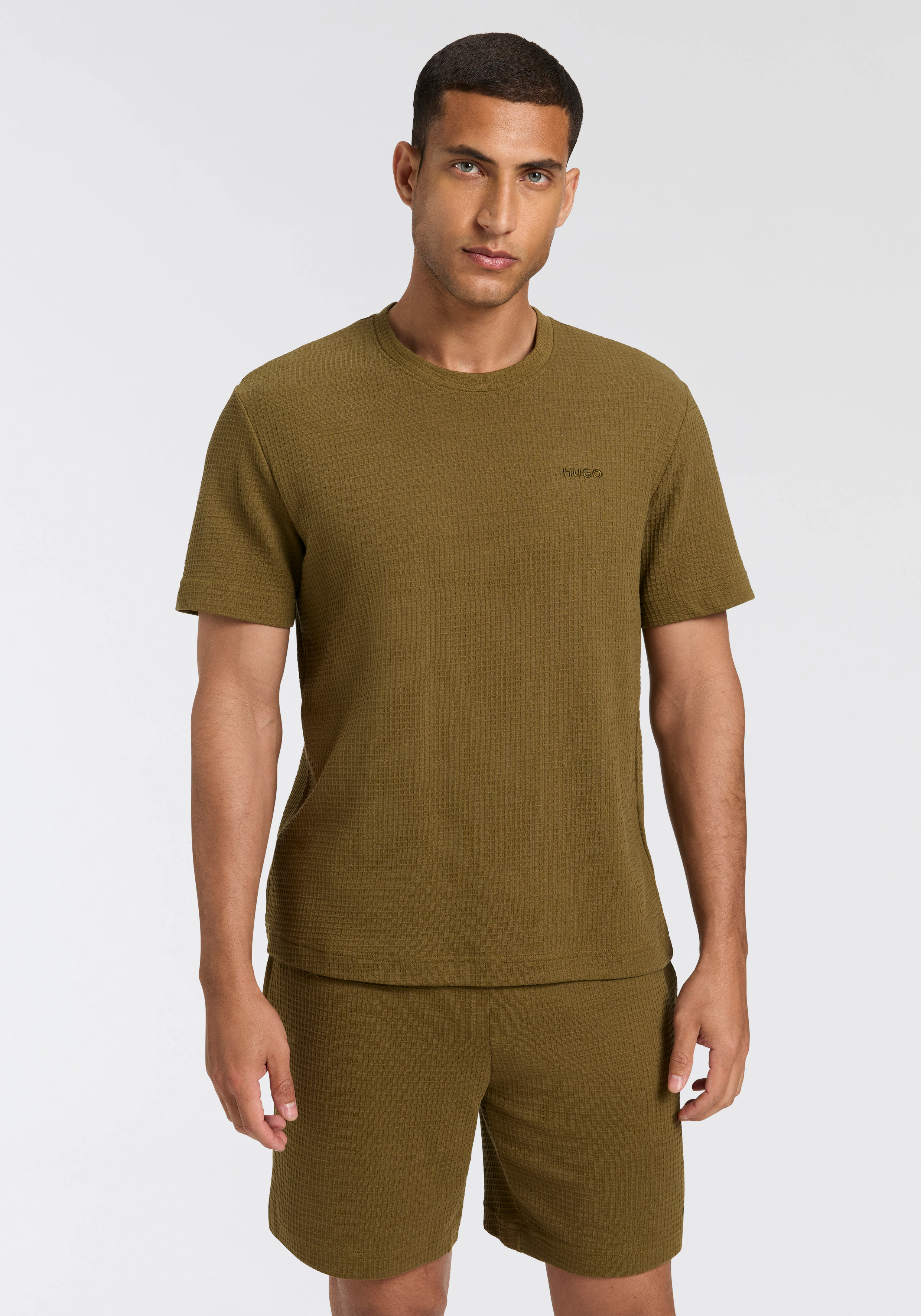 HUGO Underwear T-Shirt ",Austin T-Shirt", Waffelstruktur und Logo-Stickerei günstig online kaufen