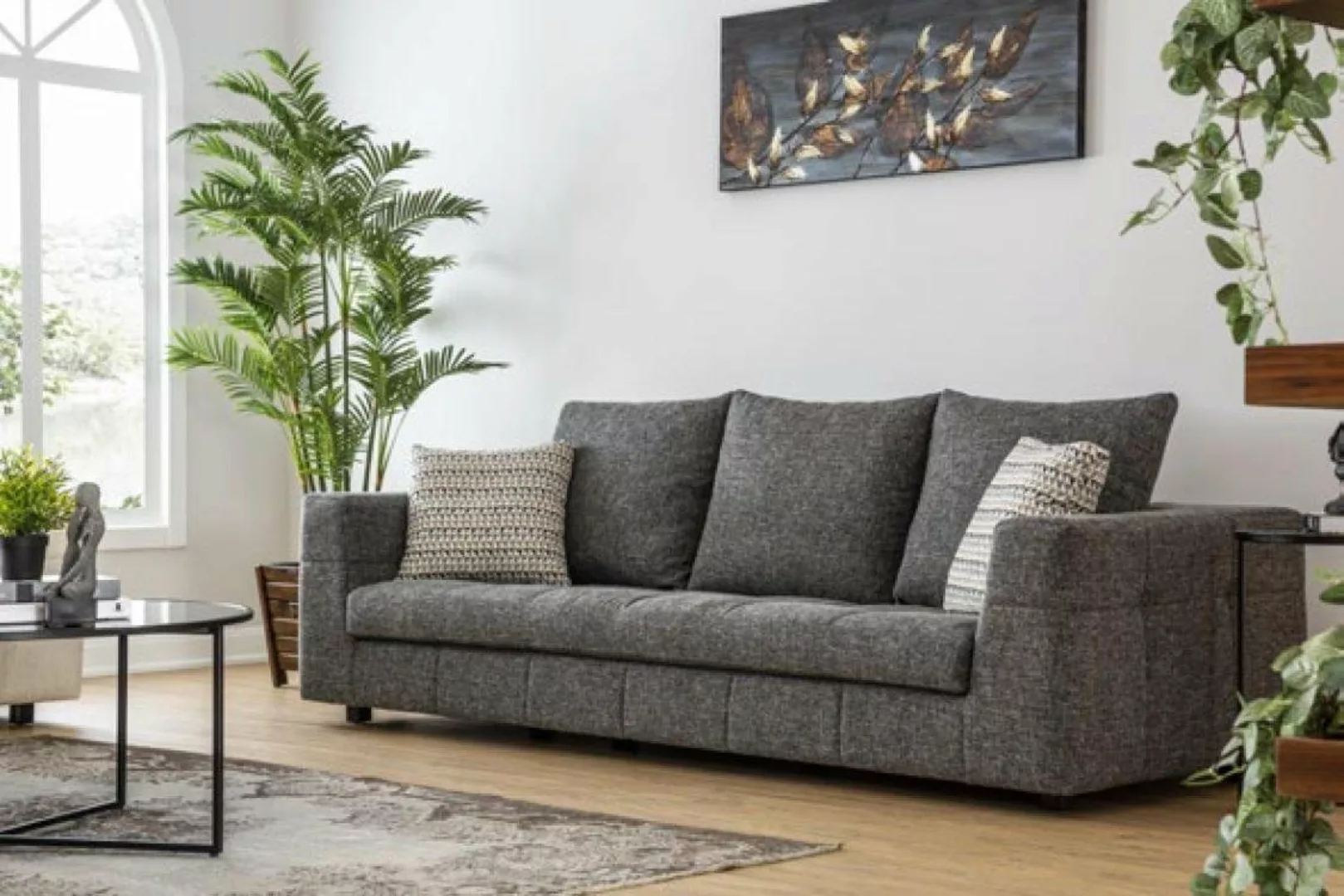 JVmoebel 4-Sitzer Sofa 4 Sitz Wohnzimmer Modernes Design grau Sofas Polster günstig online kaufen