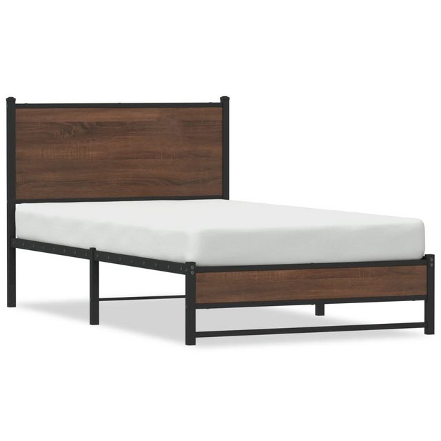 vidaXL Bett, Metallbett ohne Matratze Braun Eichen-Optik 100x190 cm günstig online kaufen