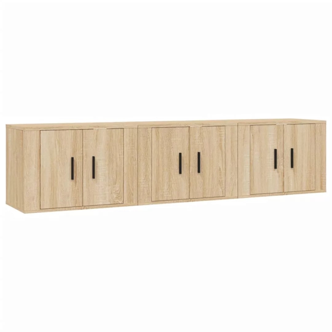 vidaXL TV-Schrank TV-Wandschränke 3 Stk. Sonoma-Eiche 57x34,5x40 cm (3-St) günstig online kaufen