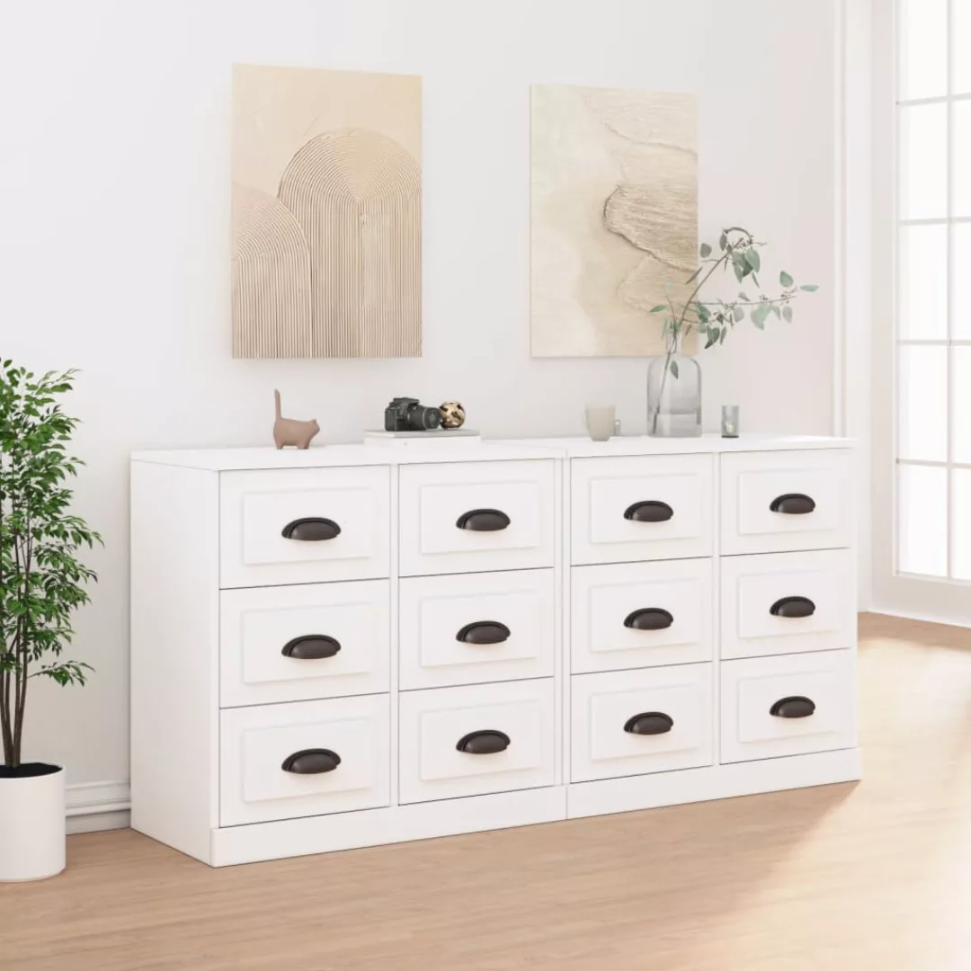 Vidaxl Sideboards 2 Stk. Weiß Holzwerkstoff günstig online kaufen