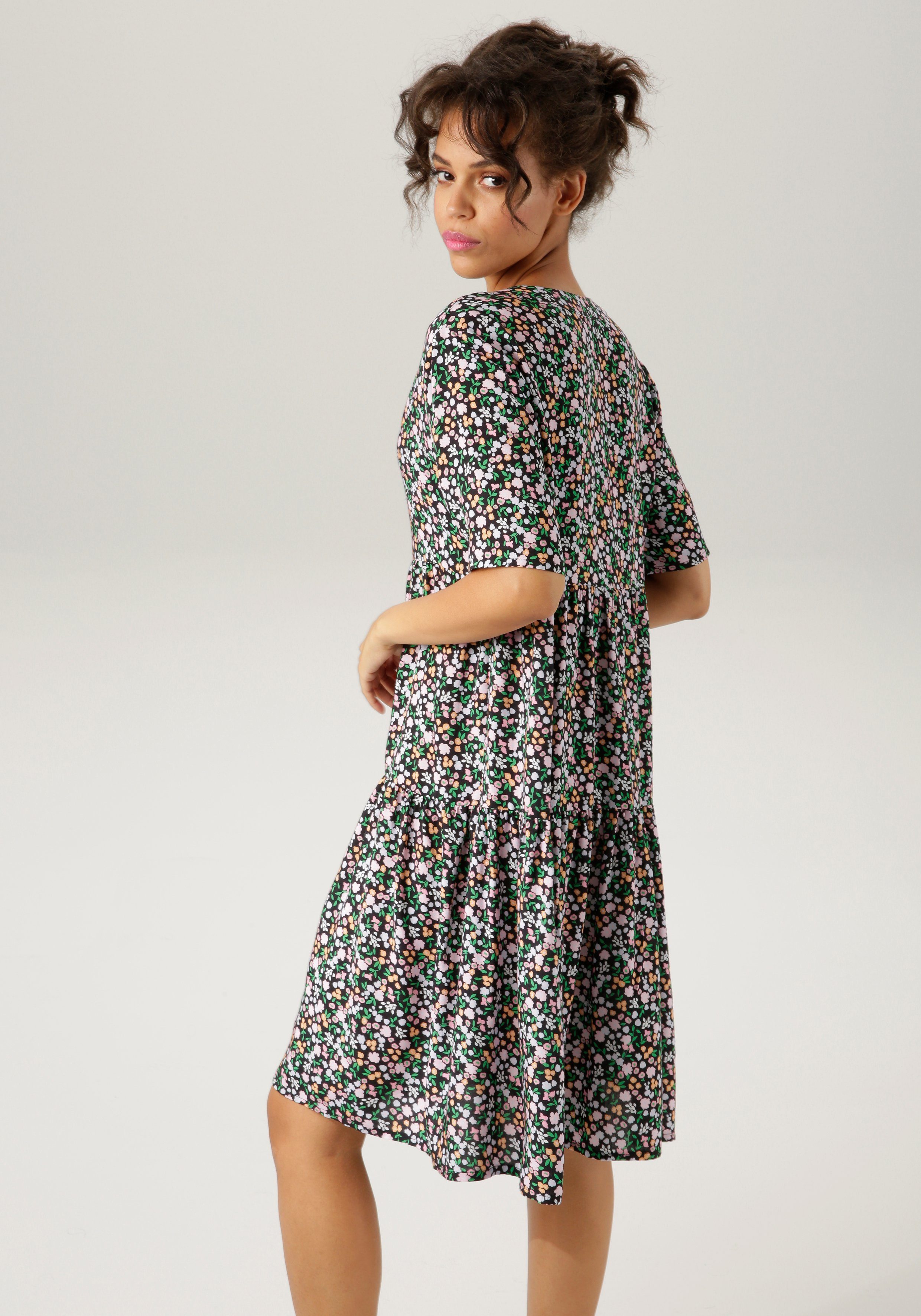 Aniston CASUAL Sommerkleid, mit buntem Minimal-Blumendruck günstig online kaufen