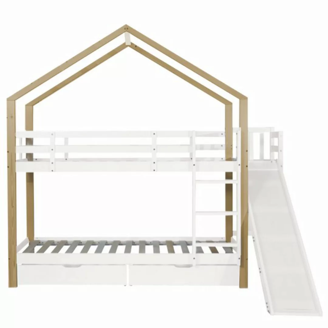 Gotagee Etagenbett Kinderbett 90x200 cm Jugendbett Rutsche Hausbett Massivh günstig online kaufen