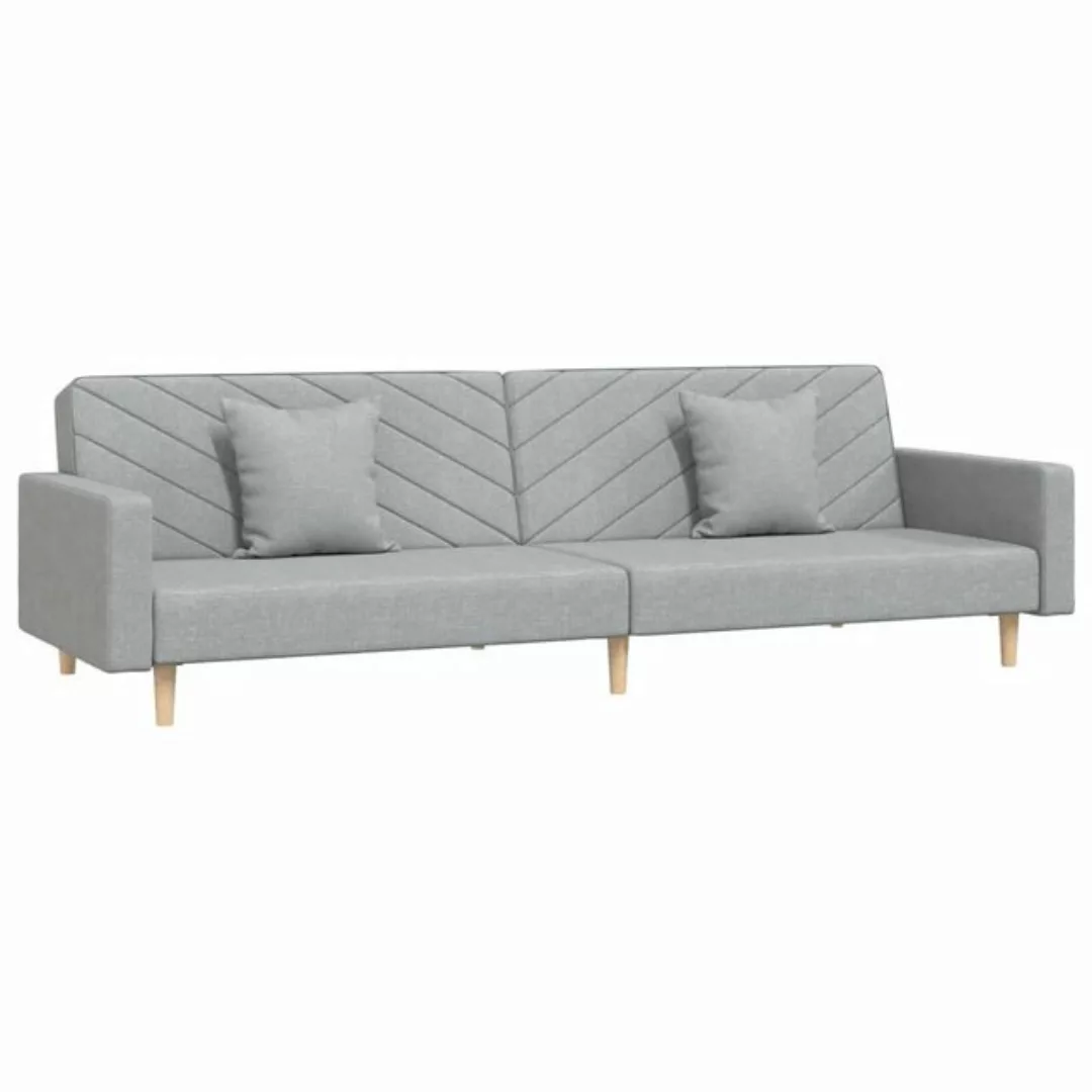 vidaXL Sofa Schlafsofa 2-Sitzer mit 2 Kissen Hellgrau Stoff günstig online kaufen