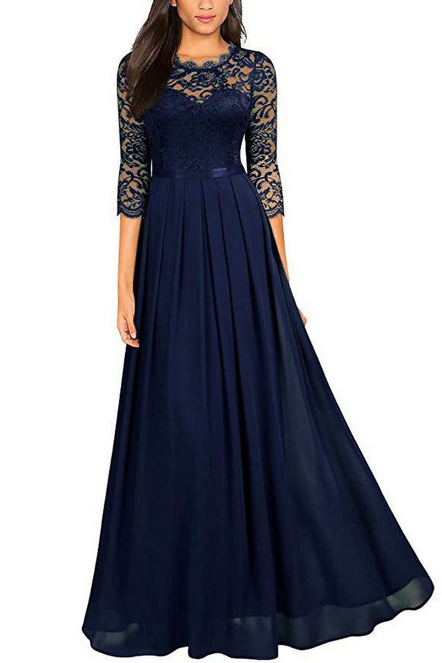 Veltara Cocktailkleid Damen Plus Size 3/4 Spitzenärmel Chiffon Lange Maxi A günstig online kaufen