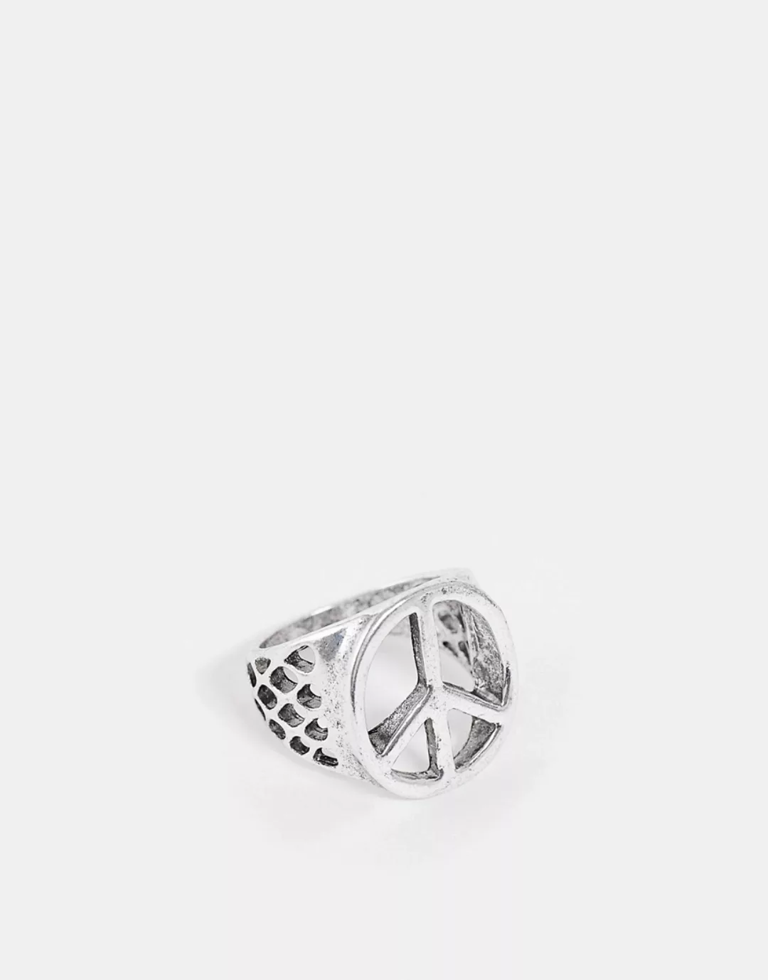 DesignB – Ring mit Peace-Zeichen in Silber günstig online kaufen