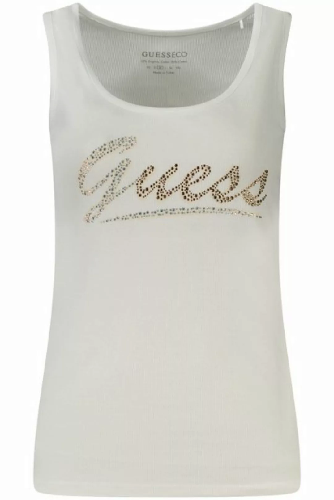 GUESS JEANS Blusenshirt Weißes Damen-Tanktop mit Strass, breiten Trägern günstig online kaufen