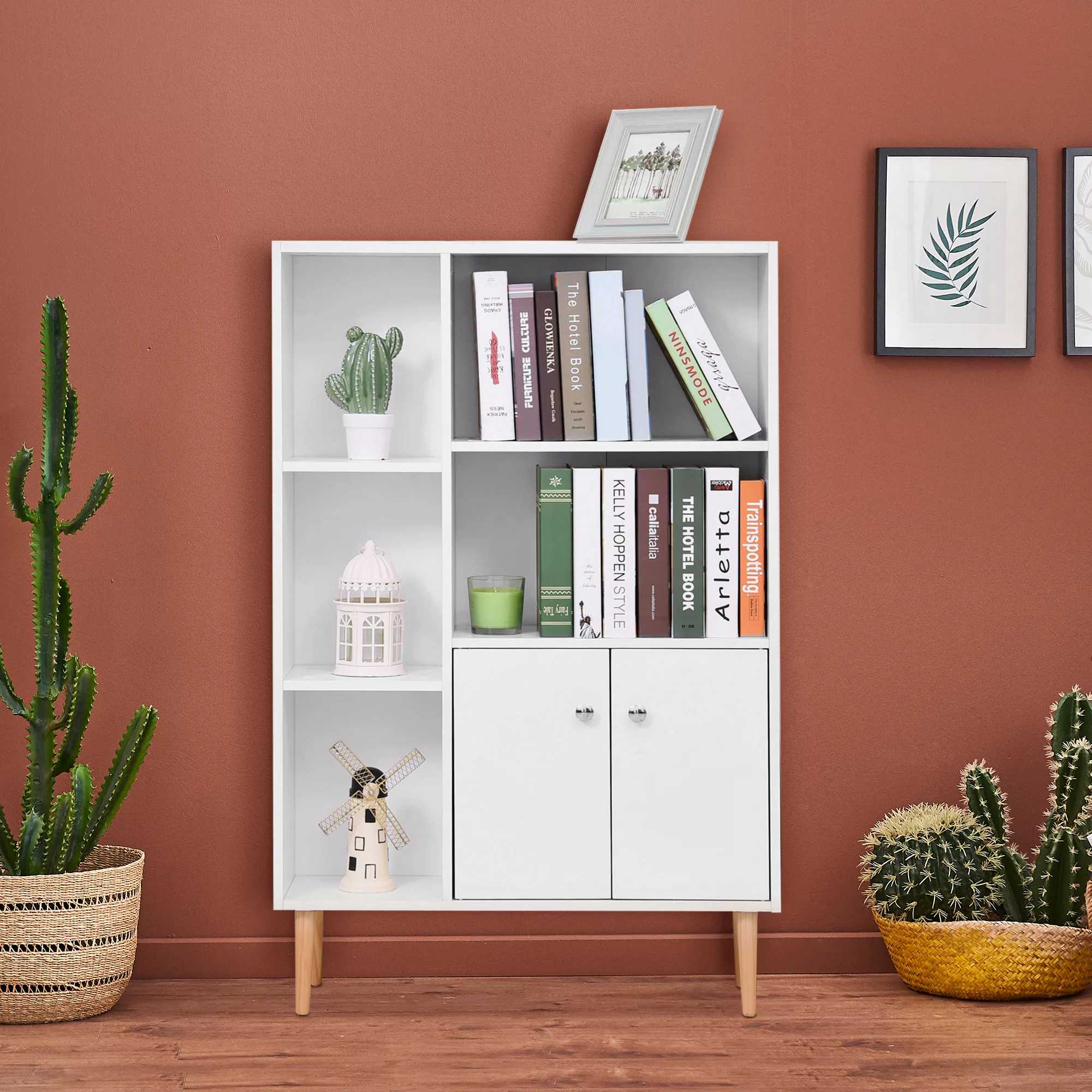 HOMCOM Skandinavisches Bücherregal mit Abmessungen 80L x 23,5B x 123H cm, 5 günstig online kaufen