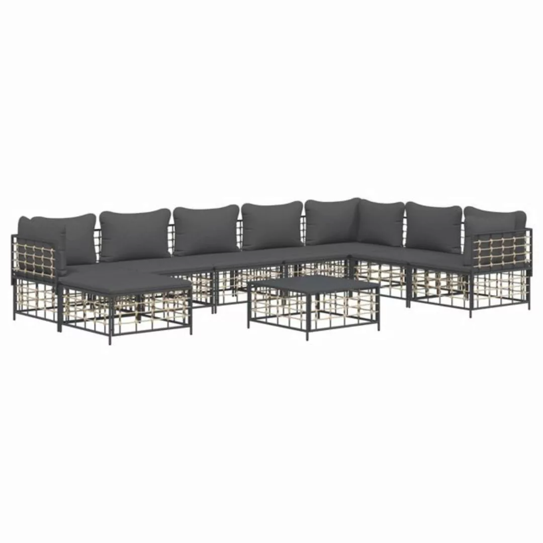 Vidaxl 9-tlg. Garten-lounge-set Mit Kissen Anthrazit Poly Rattan günstig online kaufen