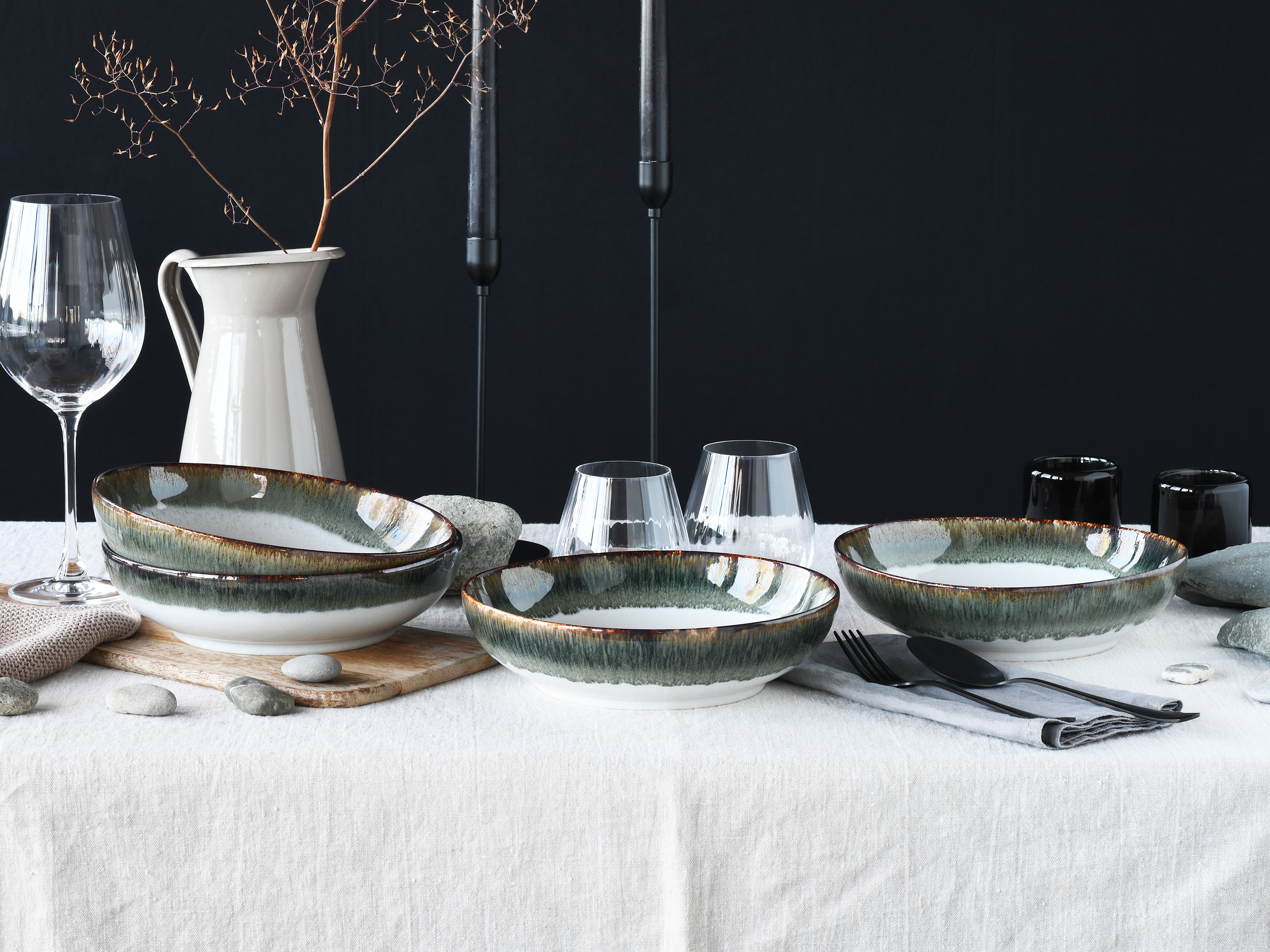 CreaTable Schale »Cascade, Poke Bowl 22,5 cm 4-tlg«, 4 tlg., aus Steinzeug, günstig online kaufen