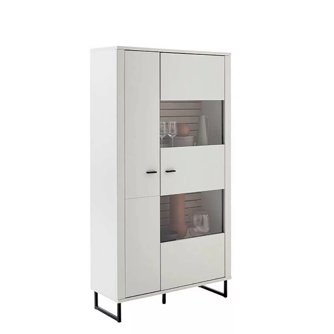 Kombi-Vitrine weiß modern 100 cm breit Bügelgestell aus Metall günstig online kaufen