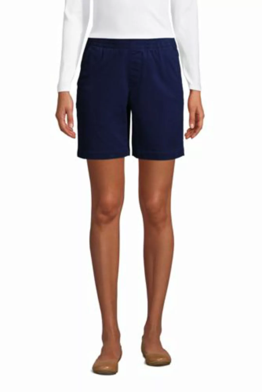 Chino-Shorts mit Dehnbund, 18 cm, Damen, Größe: L Normal, Blau, Baumwoll-Mi günstig online kaufen
