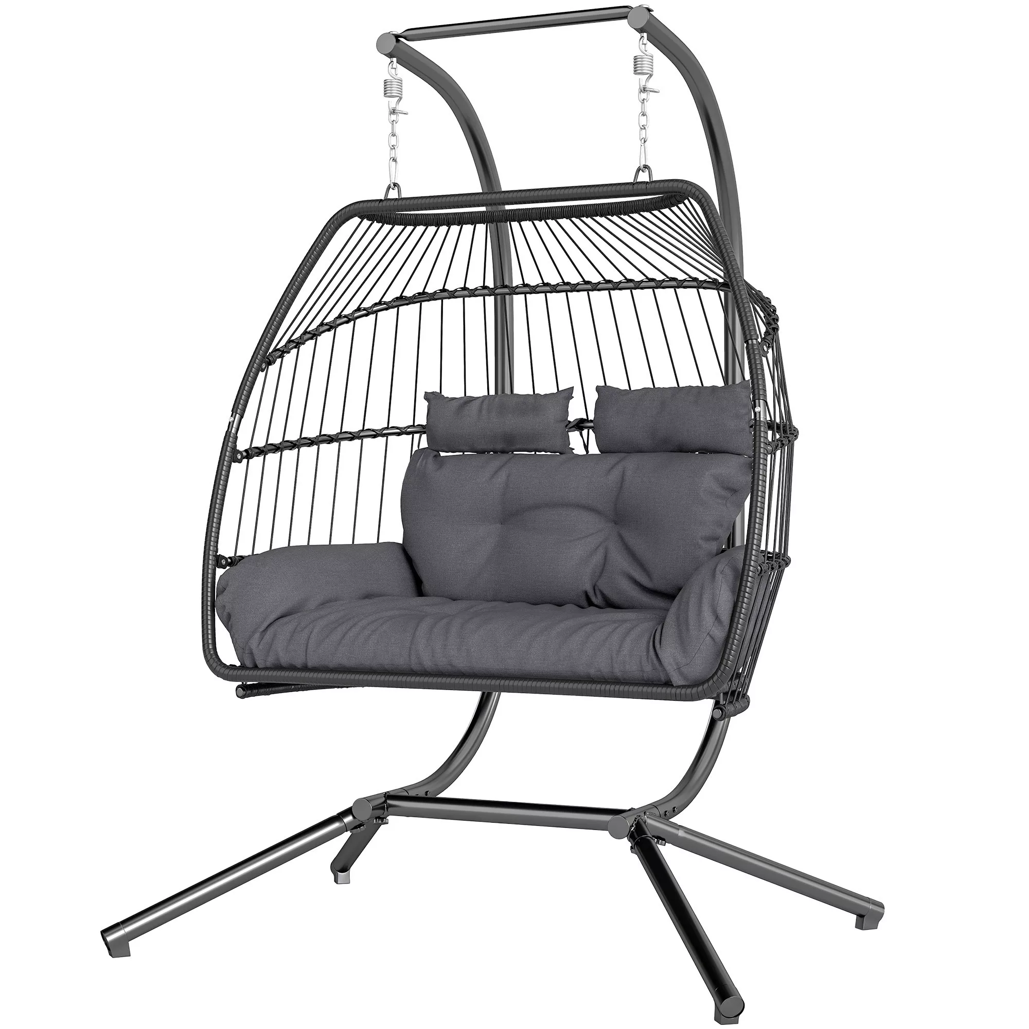 Outsunny Hängesessel mit Gestell faltbar Hängekorb mit Kissen Polyrattan Er günstig online kaufen