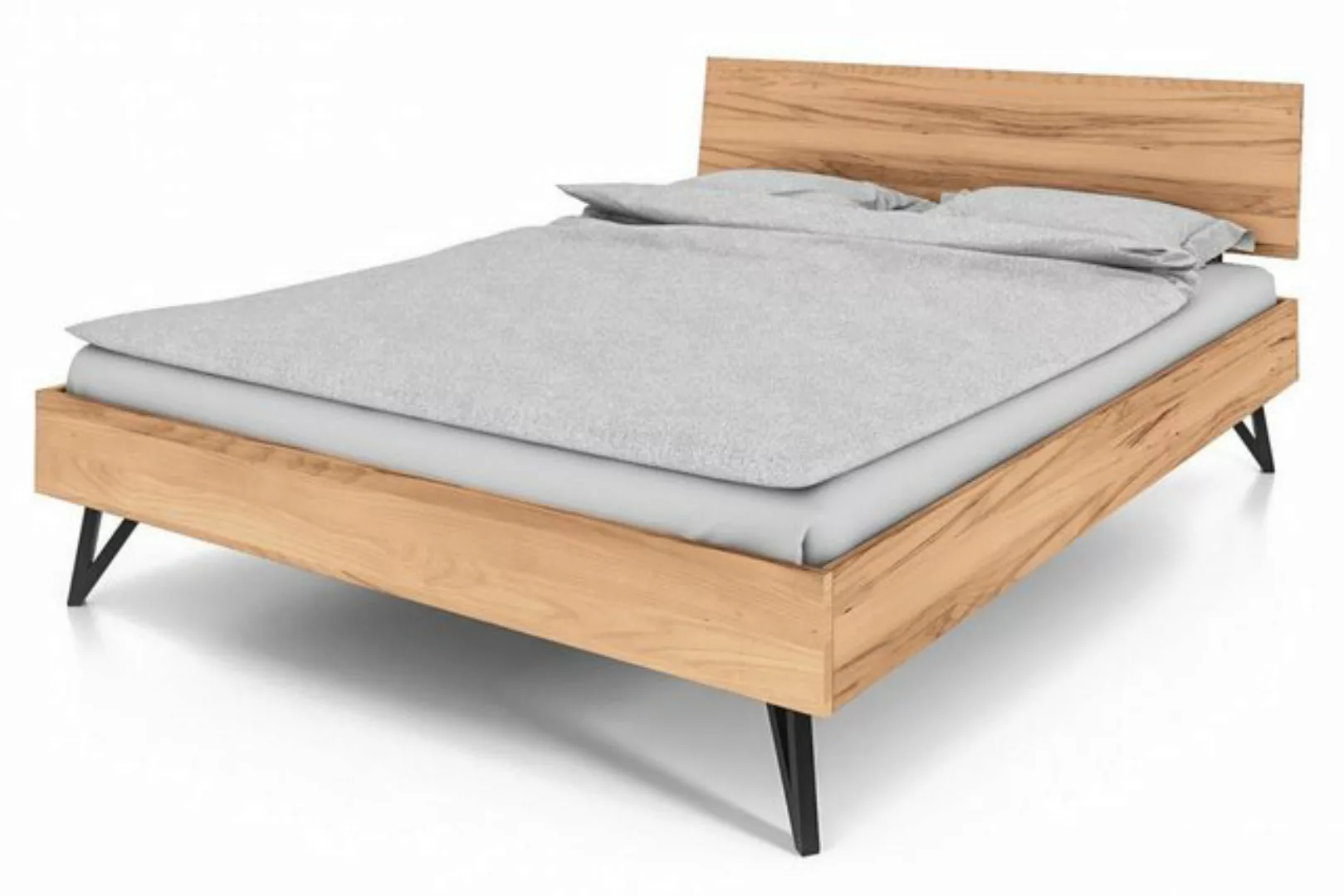 Natur24 Einzelbett Rolo Bett 140x200 cm aus Kernbuche bianco massiv mit Hol günstig online kaufen