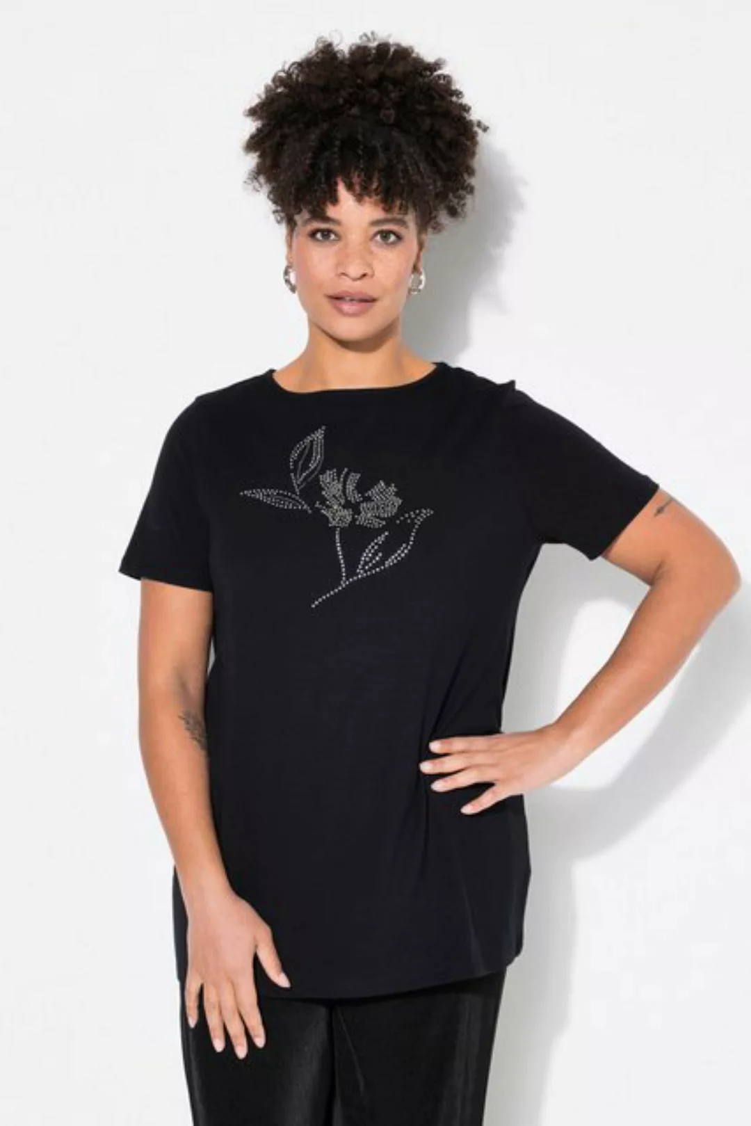 MIAMODA T-Shirt T-Shirt Ziersteinchen-Blume Halbarm günstig online kaufen