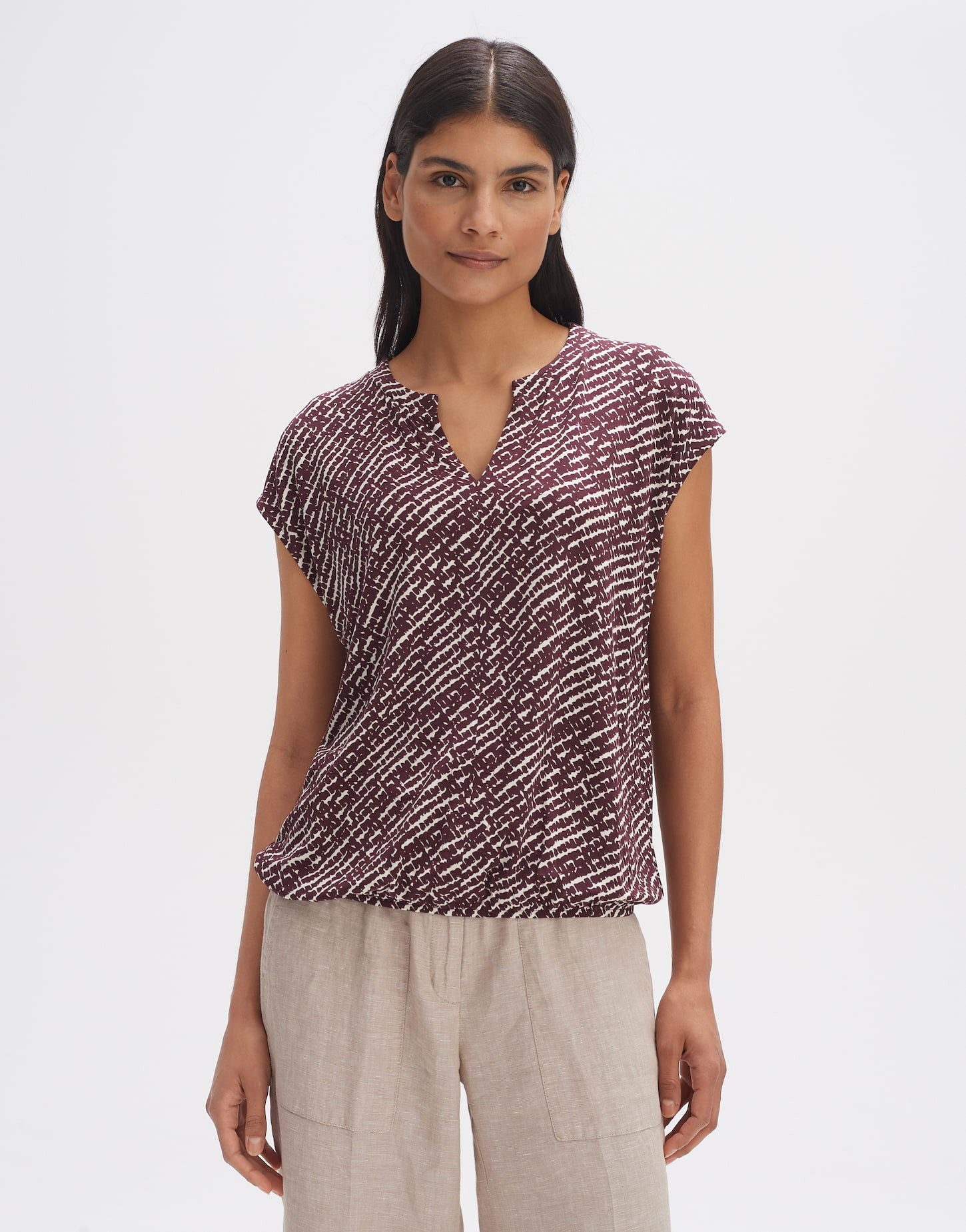 Opus  Blusen V-Kragen T-Shirt für Damen in beige günstig online kaufen