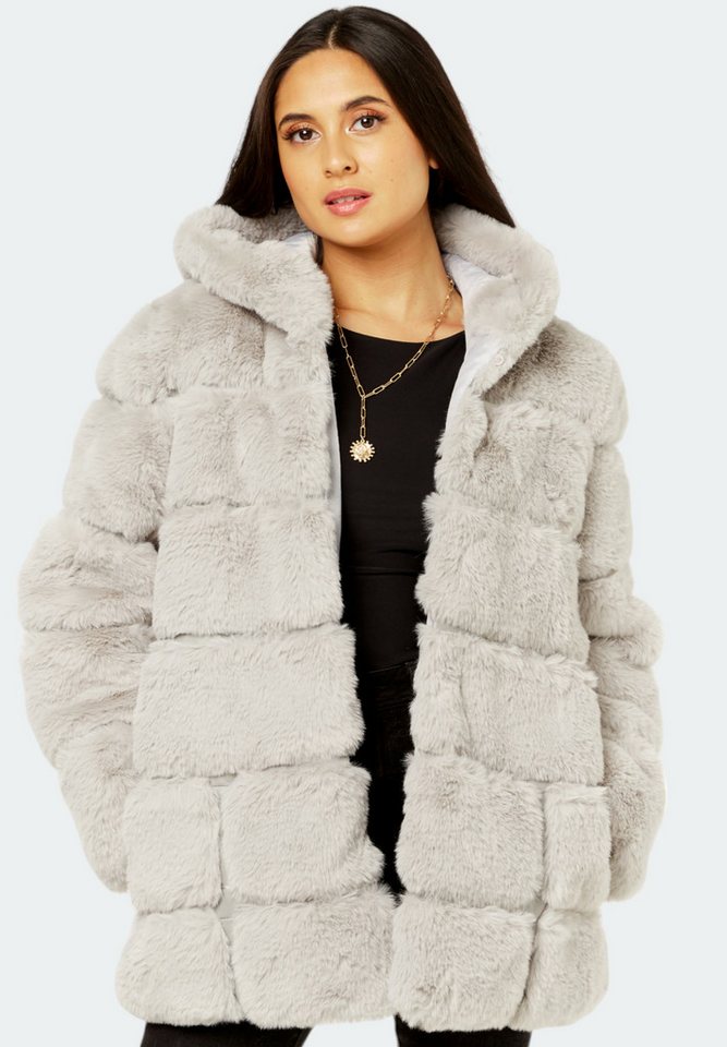 GINI LONDON Outdoorjacke Gini Horizontal Cut Fur Hooded Gini Horizontal ges günstig online kaufen