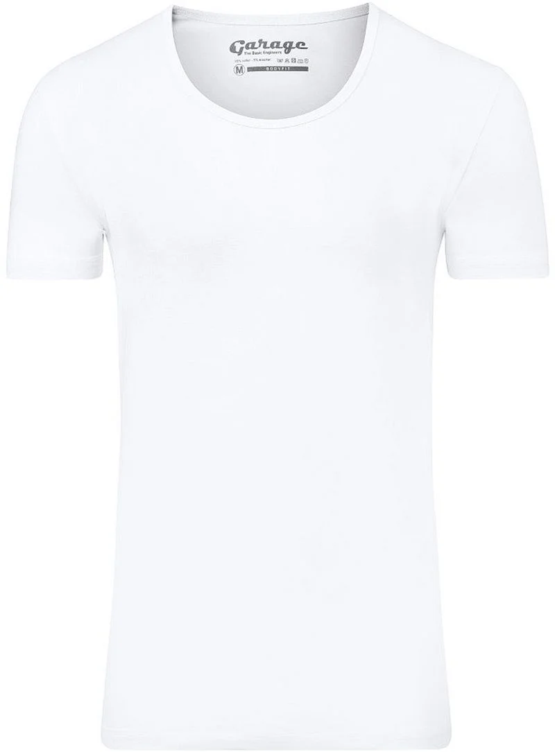 Garage Stretch Basic T-Shirt Weiss Tiefer Rundhals - Größe S günstig online kaufen