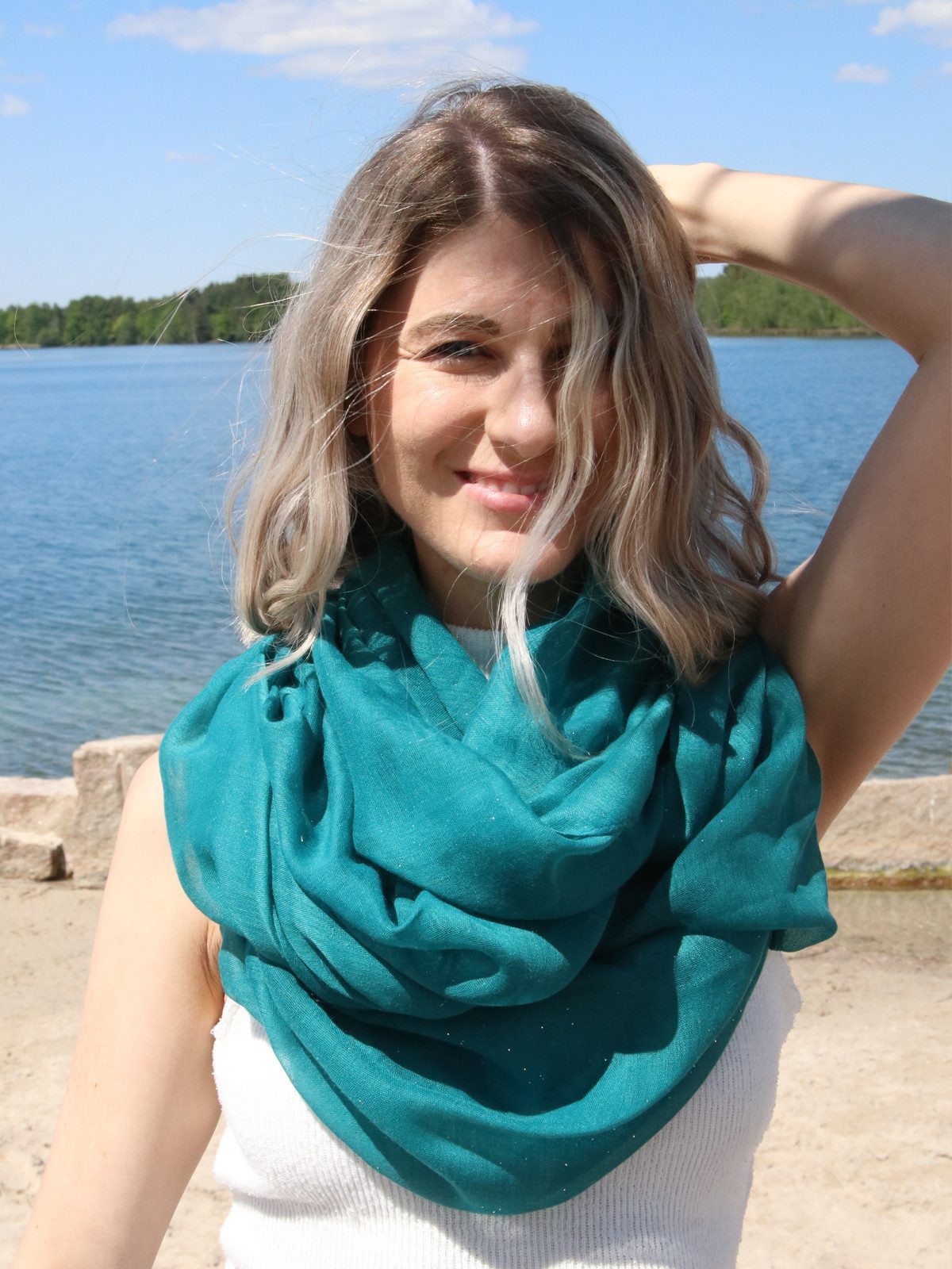 styleBREAKER Loop Loop mit Glitzer unifarben, günstig online kaufen