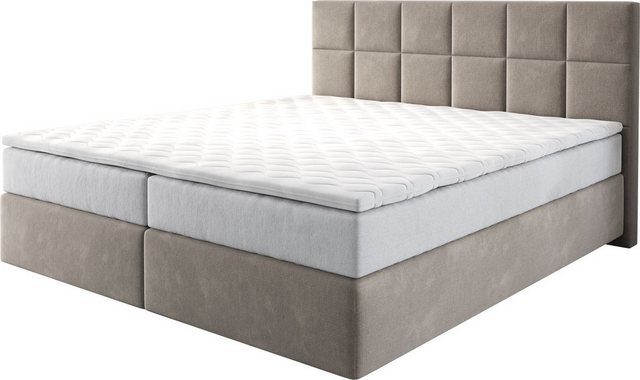 DELIFE Boxspringbett Dream-Fine, Mikrofaser Beige 180x200 cm mit TFK Matrat günstig online kaufen