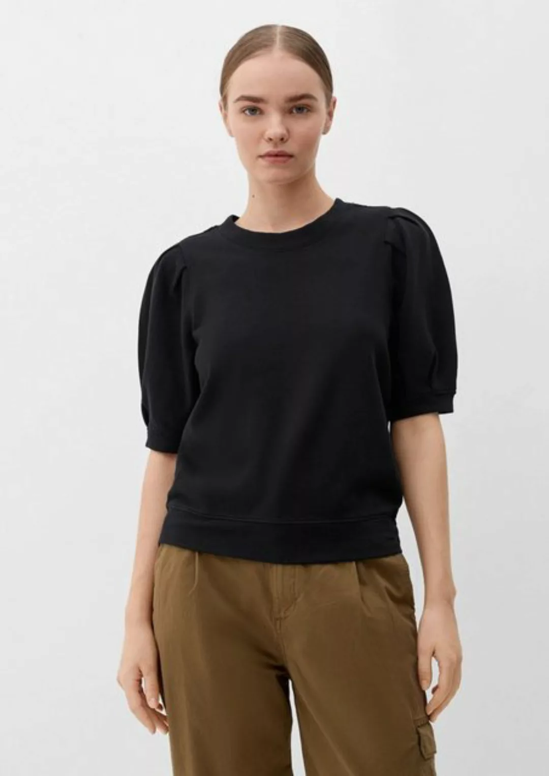 s.Oliver Kurzarmshirt Sweatshirt mit halblangem Arm Raffung günstig online kaufen
