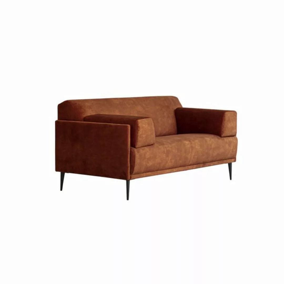 Tikamoon Sofa Finn Sofa aus terracottafarbenem Samt 2-3-Sitzer günstig online kaufen