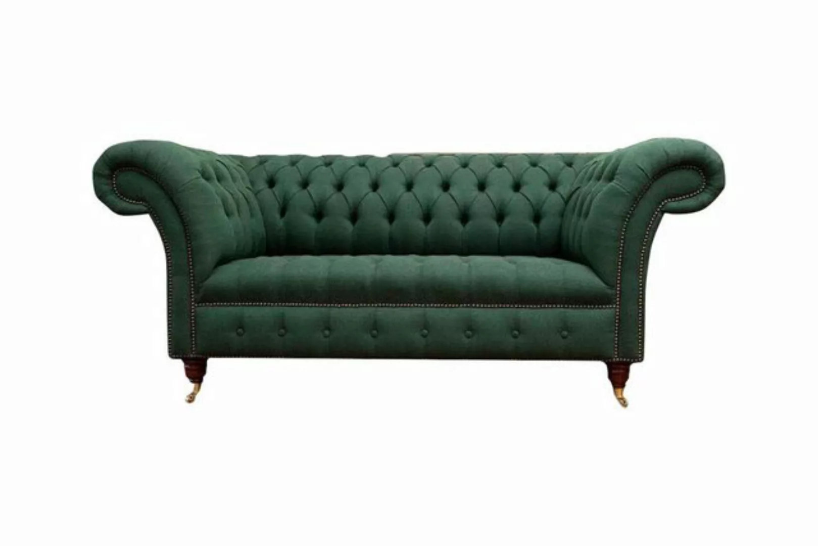 JVmoebel Sofa Chesterfield Sofa 2 Sitzer Polster Sofas Grün Luxus Stoffsofa günstig online kaufen