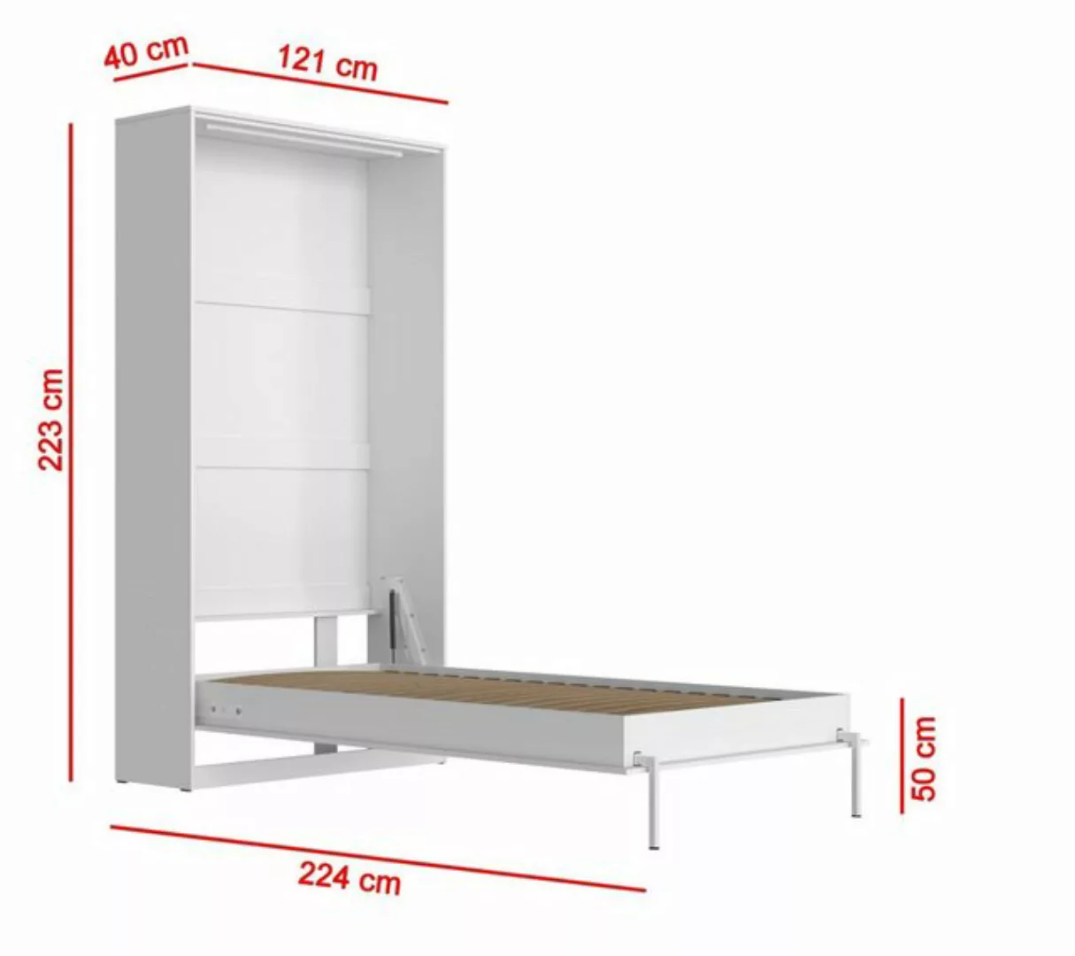 Laros-Living Schrankbett Vertikal Weiß 100/140/160 patentierte Gasdruckfede günstig online kaufen