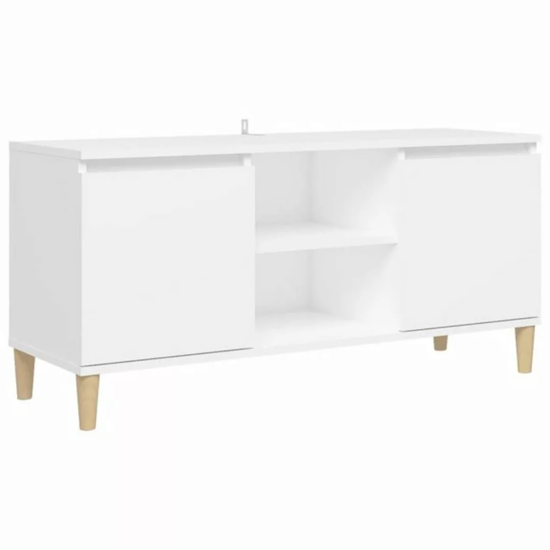 vidaXL TV-Schrank TV-Schrank mit Massivholz-Beinen Weiß 103,5x35x50 cm Lowb günstig online kaufen