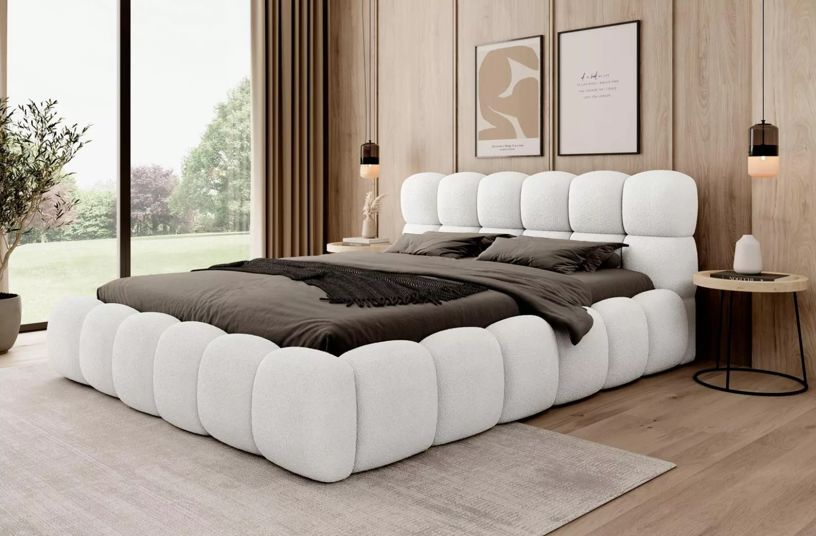 Compleo Polsterbett BUBBLE boucle Designerbett 140/160/180x200 günstig online kaufen