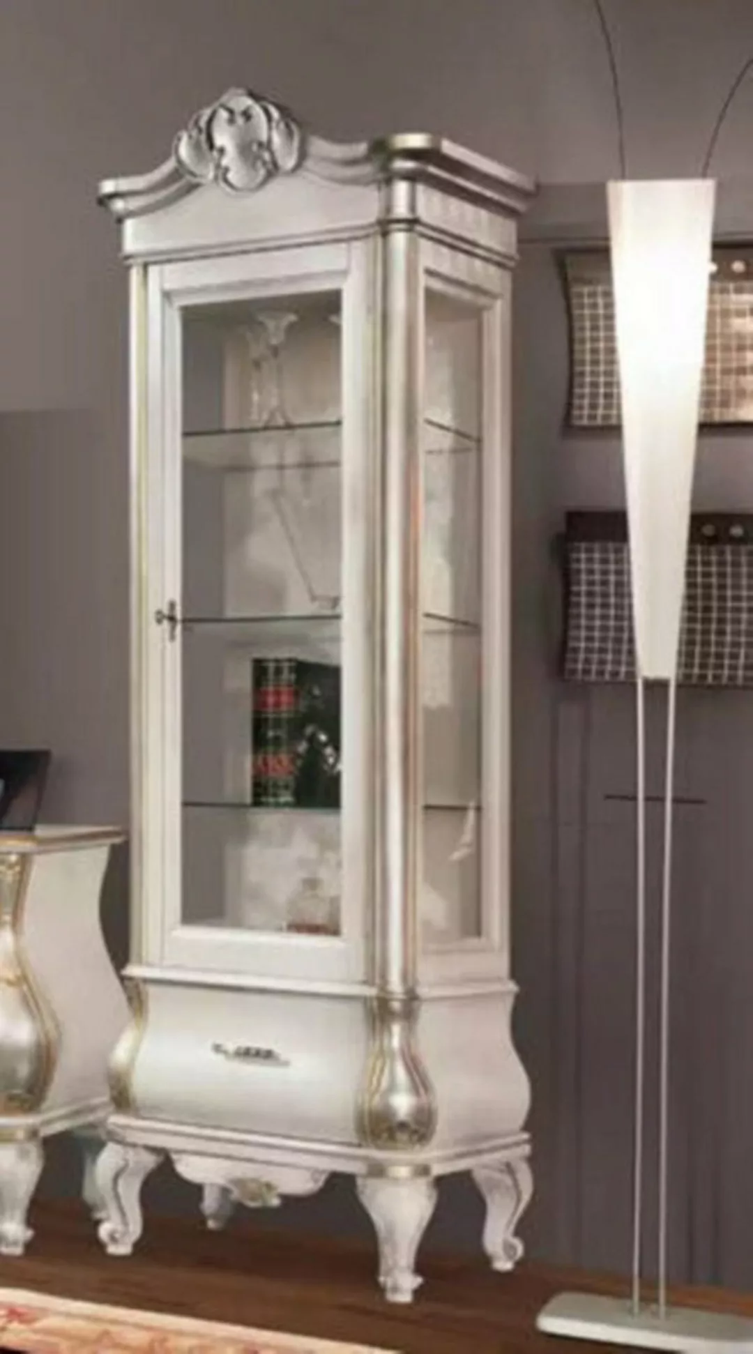 JVmoebel Vitrine Luxuriöser Holzschrank mit Glas Klassische Weiße Möbel (1- günstig online kaufen
