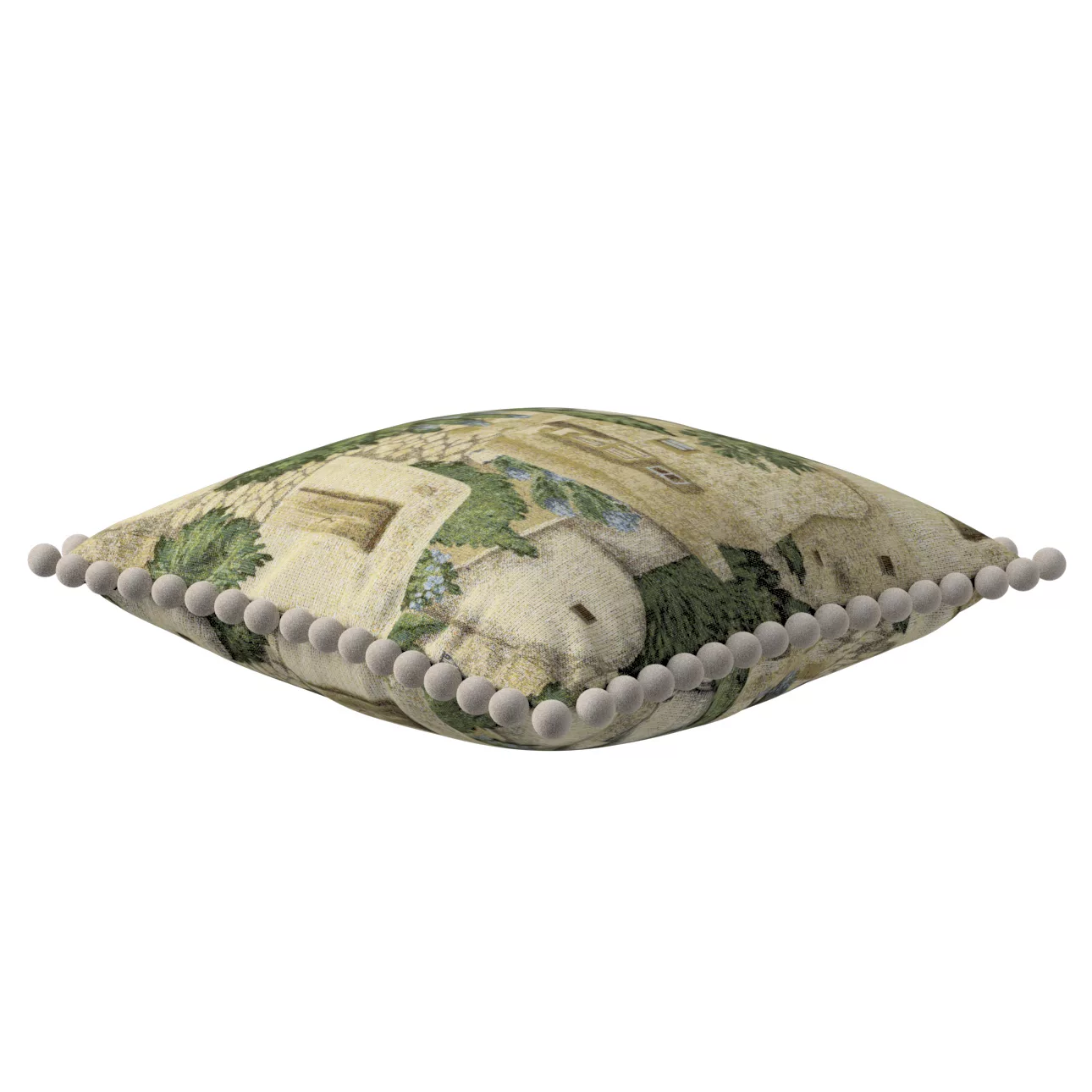 Kissenhülle Wera mit Bommeln, beige-grün, 45 x 45 cm, Intenso Premium (144- günstig online kaufen