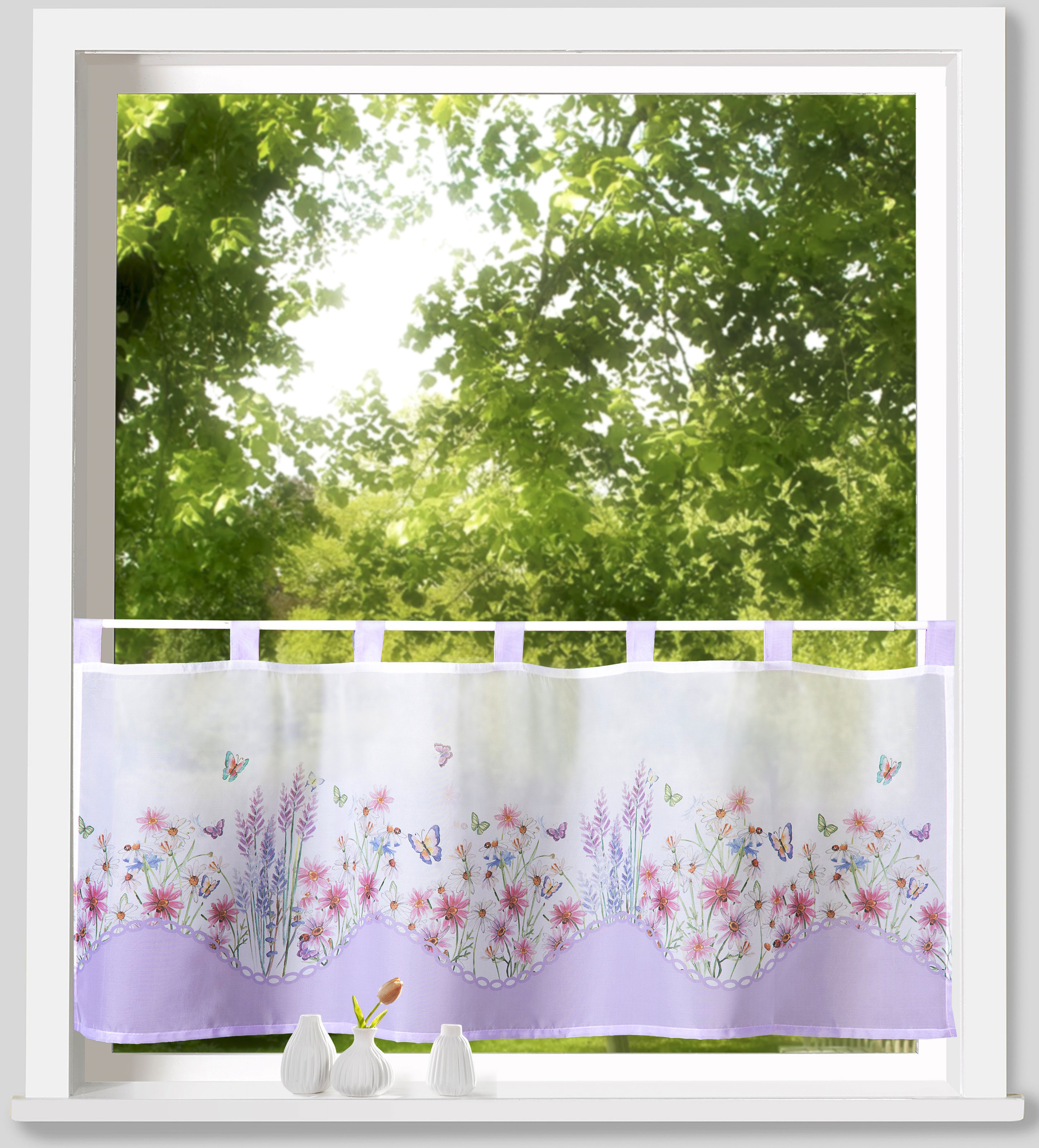 Weckbrodt Scheibengardine »Leonie«, (1 St.), Bistro, Voile, bedruckt, flora günstig online kaufen