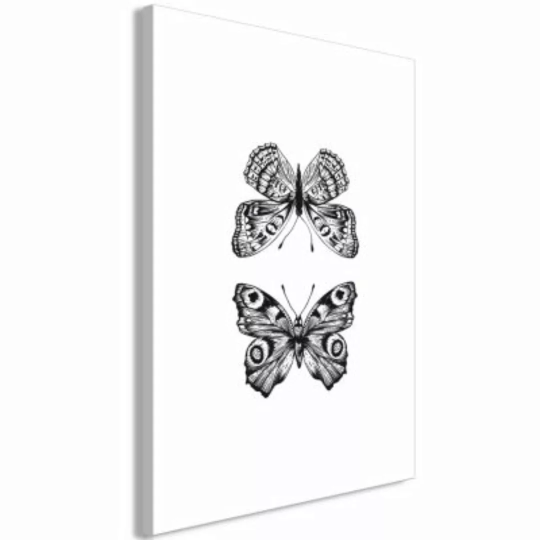 artgeist Wandbild Two Butterflies (1 Part) Vertical schwarz/weiß Gr. 40 x 6 günstig online kaufen