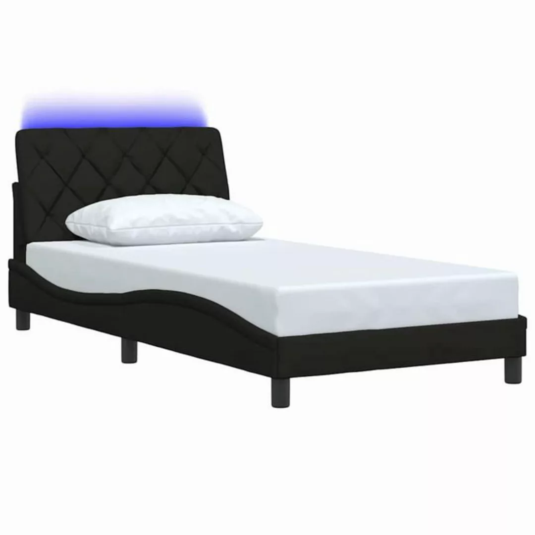 vidaXL Bett Bettgestell mit LED ohne Matratze Schwarz 100x200 cm Stoff günstig online kaufen