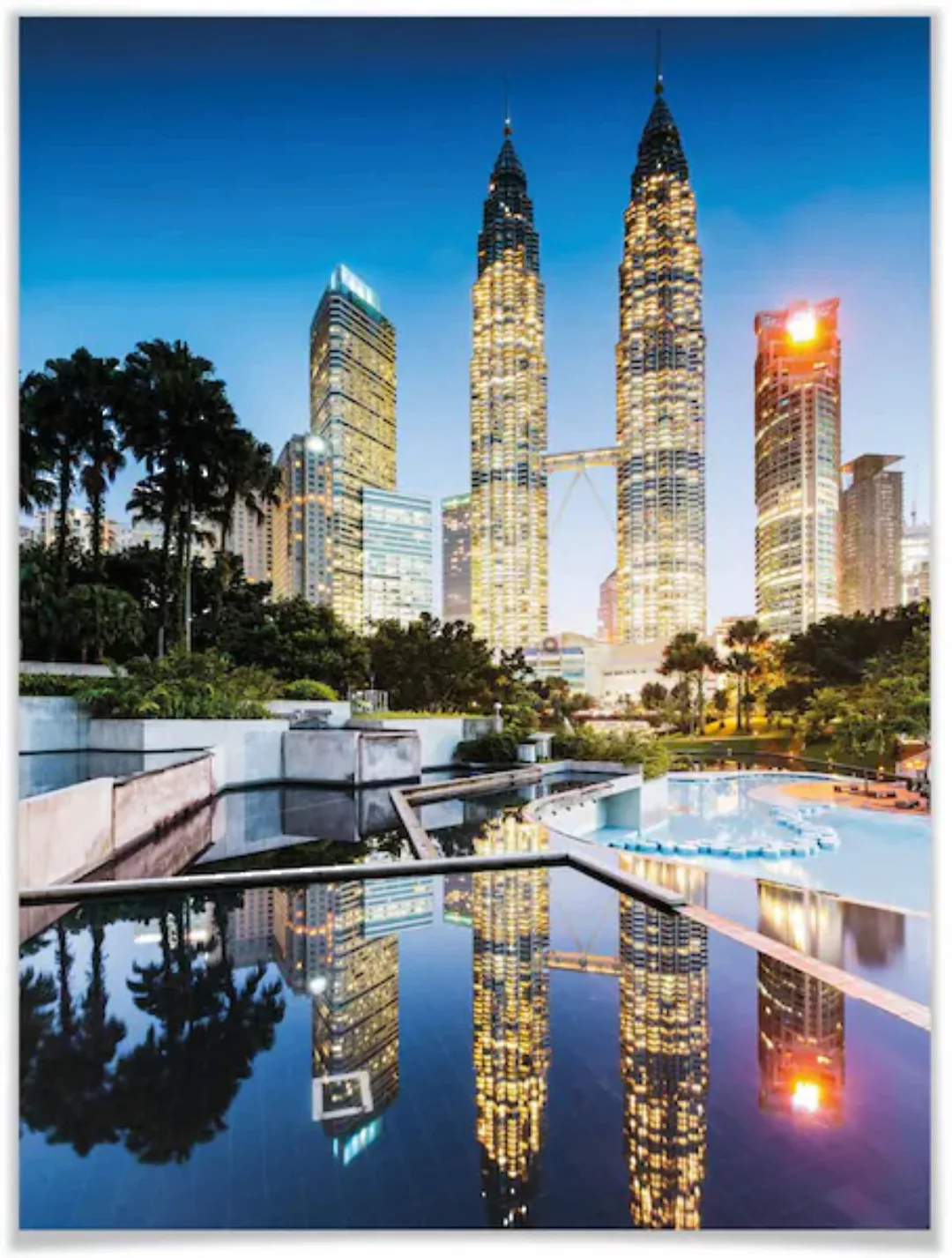 Wall-Art Poster »Petronas Towers Nacht«, Gebäude, (1 St.), Poster ohne Bild günstig online kaufen