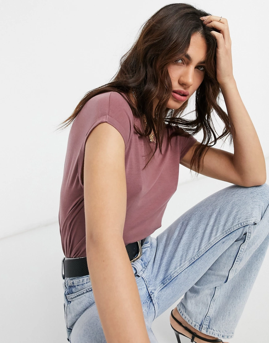 Vero Moda Ava Plain Kurzärmeliges T-shirt XL Rose Brown günstig online kaufen