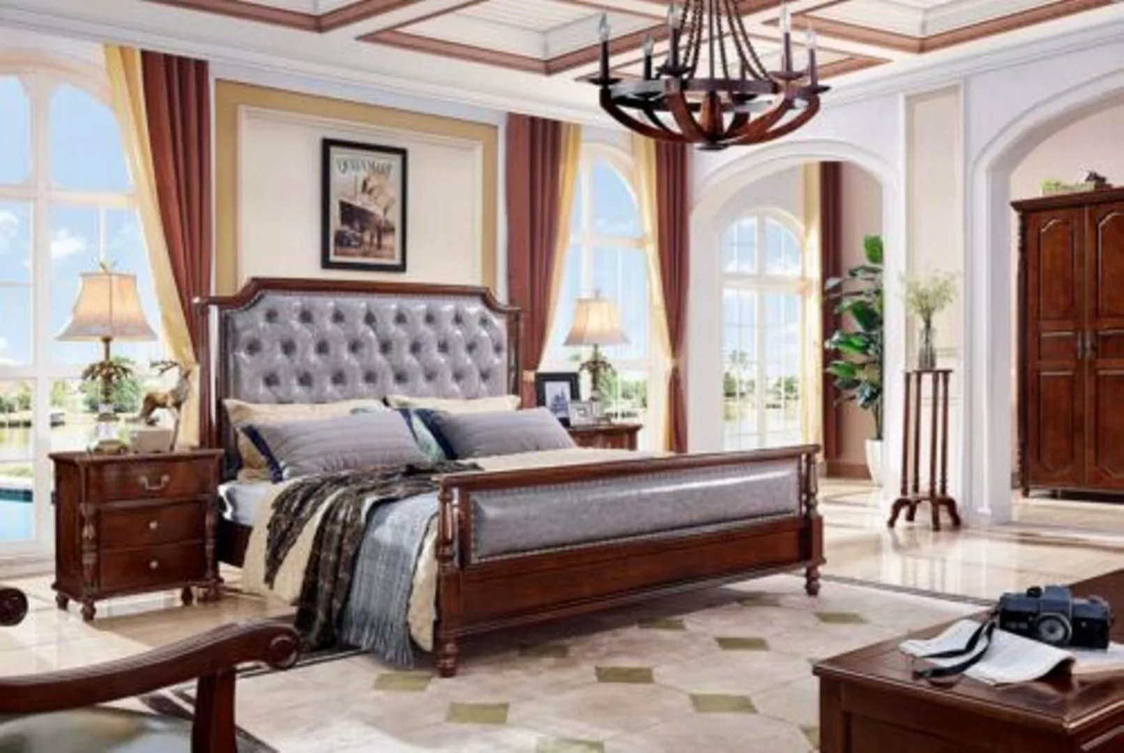 JVmoebel Bett, Luxus Schlafzimmer Bett Doppelbett Holz Polster Doppel Bettr günstig online kaufen