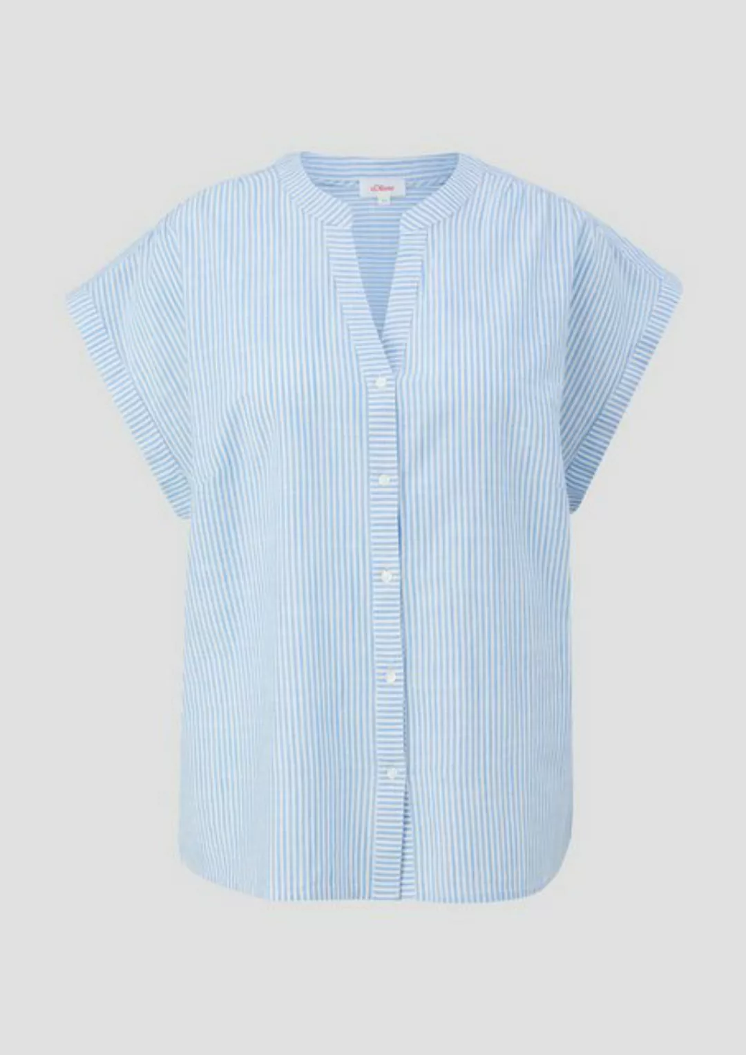 s.Oliver Kurzarmbluse Baumwoll-Bluse mit Tunika-Ausschnitt und leichten Raf günstig online kaufen