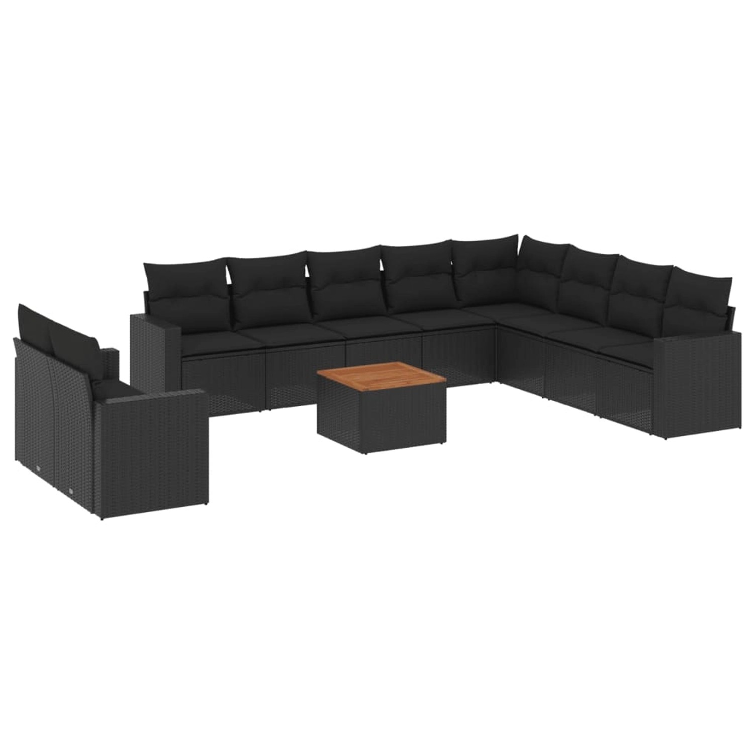 vidaXL 11-Tlg Garten-Sofagarnitur mit Kissen Schwarz Poly Rattan 3256524 günstig online kaufen