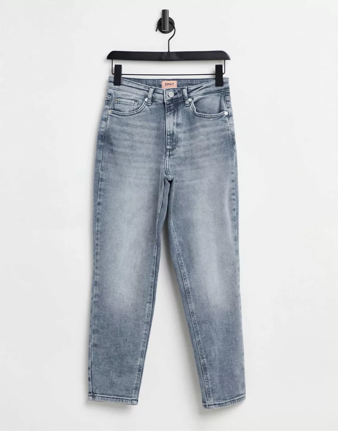Only – Veneda – Mom-Jeans in Grau günstig online kaufen
