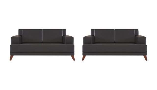 JVmoebel 2-Sitzer Sofa-Set 2-Sitzer Schwarz Ledersofas Modern Leder Hol Sit günstig online kaufen