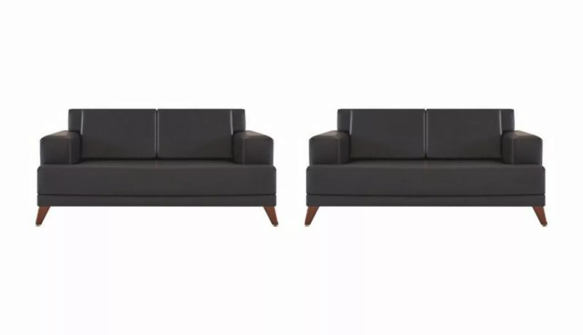 JVmoebel 2-Sitzer Sofa-Set 2-Sitzer Schwarz Ledersofas Modern Leder Hol Sit günstig online kaufen