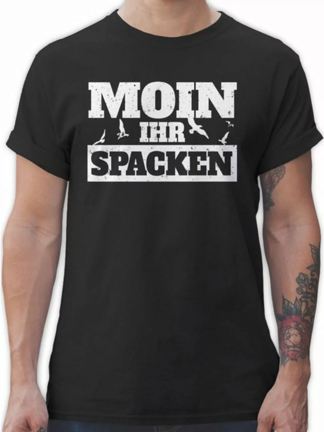 Shirtracer T-Shirt Moin ihr Spacken - weiß Sprüche Statement günstig online kaufen