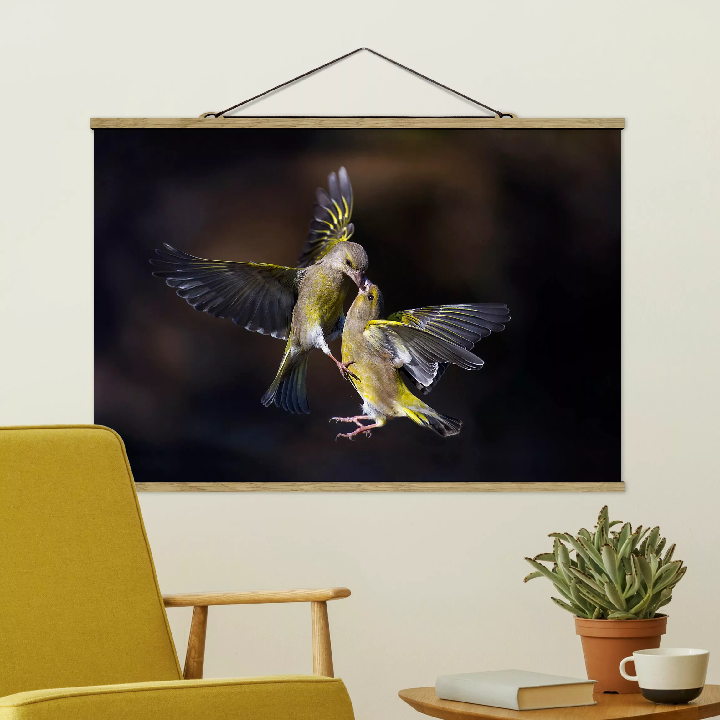 Stoffbild mit Posterleisten Küssende Kolibris günstig online kaufen