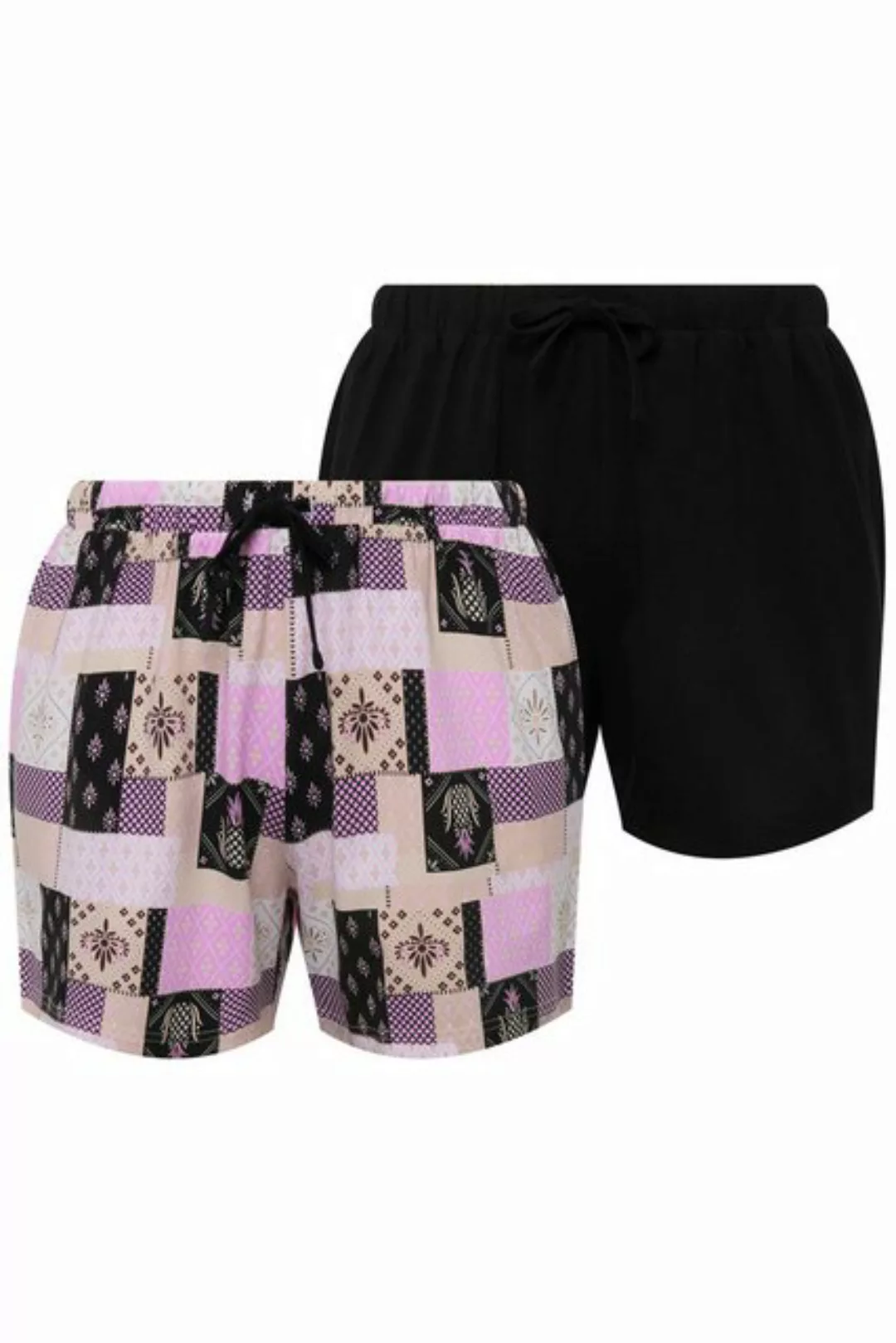 Ulla Popken Pyjamahose Schlafshorts 2er-Pack gemustert/einfarbig günstig online kaufen